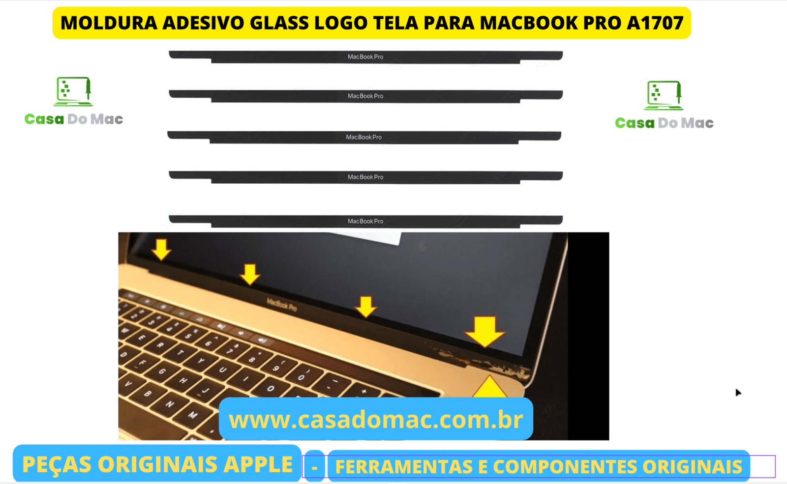 Moldura Adesivo Glass Logo Tela Para Macbook Pro A1707 A1990 A1708 A1706 A1989 A1932 Total Infor